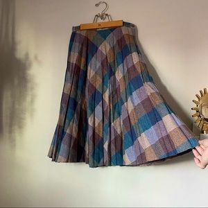Vintage Check/Plaid Skirt Mauve/Blue/Tan